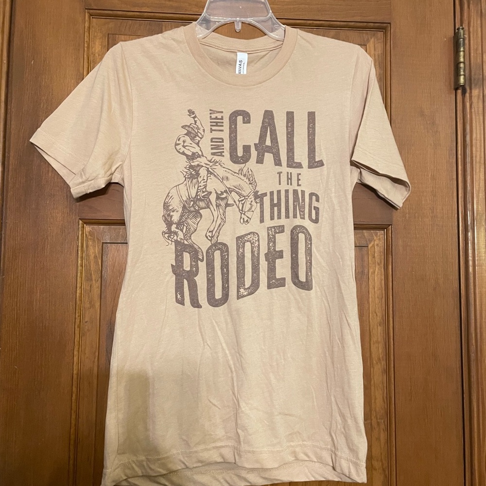 Bella Canvas Beige Rodeo Graphic Tee, Size Small